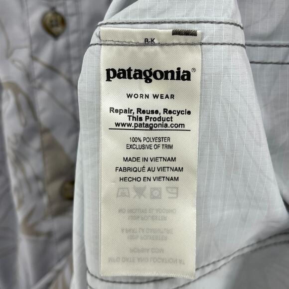 PATAGONIA Shirt Mens L Sol Patrol II Floral Performance Mesh Lined Ripstop Gray - Picture 10 of 14